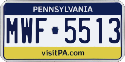 PA license plate MWF5513