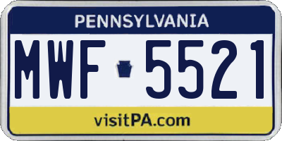 PA license plate MWF5521