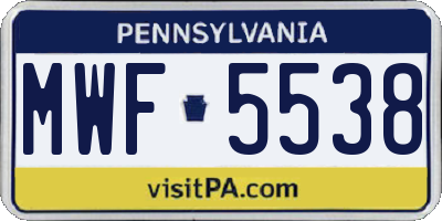 PA license plate MWF5538