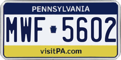 PA license plate MWF5602