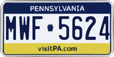 PA license plate MWF5624
