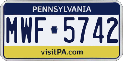 PA license plate MWF5742