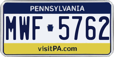 PA license plate MWF5762