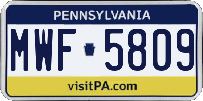 PA license plate MWF5809