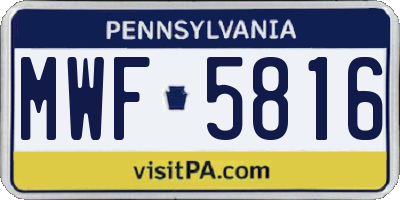 PA license plate MWF5816