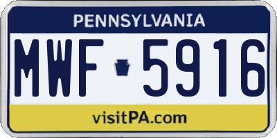 PA license plate MWF5916