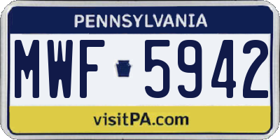 PA license plate MWF5942