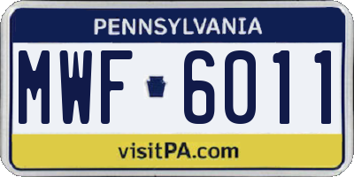 PA license plate MWF6011
