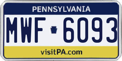 PA license plate MWF6093
