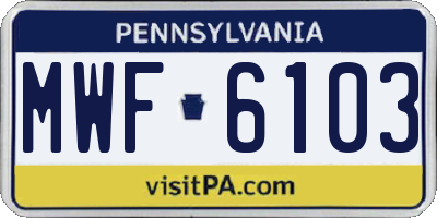 PA license plate MWF6103