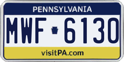 PA license plate MWF6130