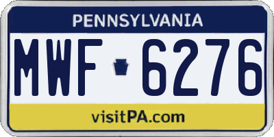 PA license plate MWF6276