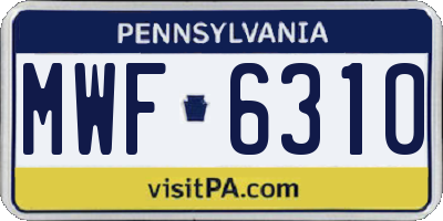 PA license plate MWF6310