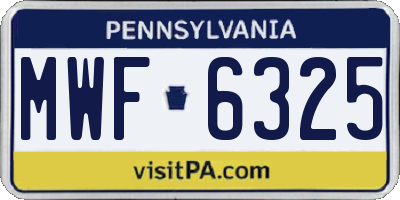 PA license plate MWF6325