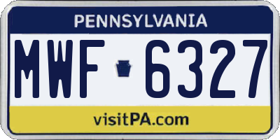 PA license plate MWF6327