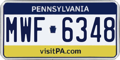 PA license plate MWF6348