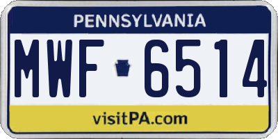 PA license plate MWF6514