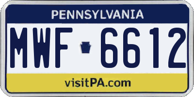 PA license plate MWF6612