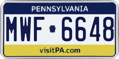 PA license plate MWF6648