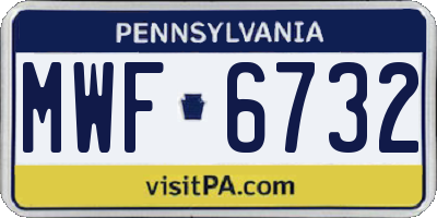 PA license plate MWF6732