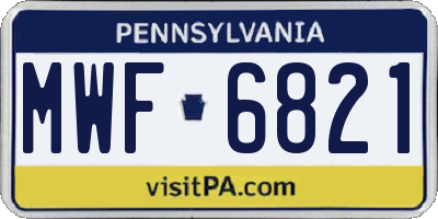 PA license plate MWF6821
