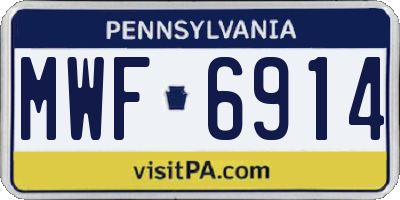 PA license plate MWF6914