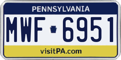 PA license plate MWF6951