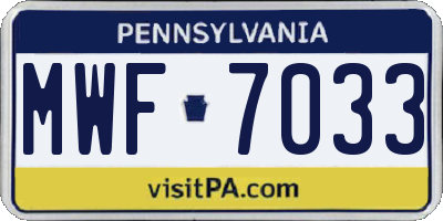 PA license plate MWF7033