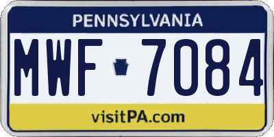 PA license plate MWF7084