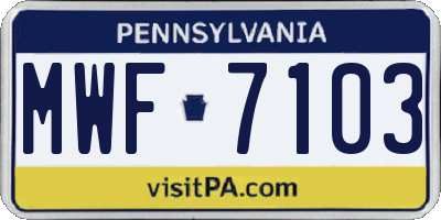 PA license plate MWF7103
