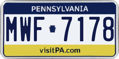 PA license plate MWF7178