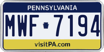 PA license plate MWF7194