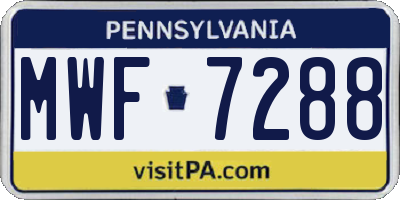 PA license plate MWF7288