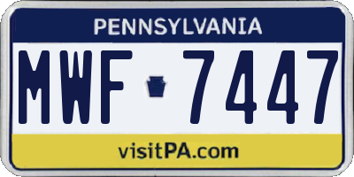 PA license plate MWF7447