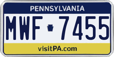 PA license plate MWF7455