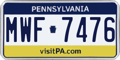 PA license plate MWF7476