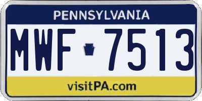 PA license plate MWF7513