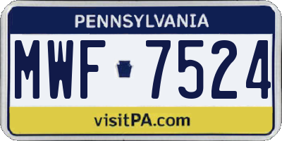 PA license plate MWF7524