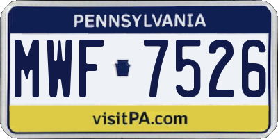 PA license plate MWF7526