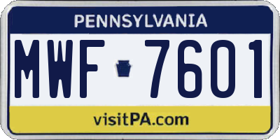 PA license plate MWF7601
