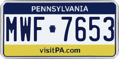 PA license plate MWF7653