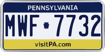 PA license plate MWF7732