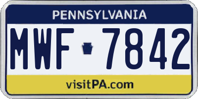 PA license plate MWF7842
