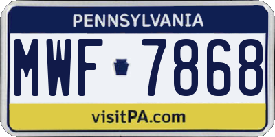 PA license plate MWF7868