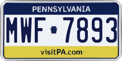 PA license plate MWF7893