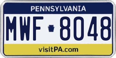 PA license plate MWF8048