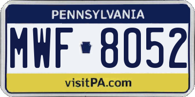 PA license plate MWF8052