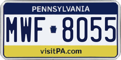 PA license plate MWF8055