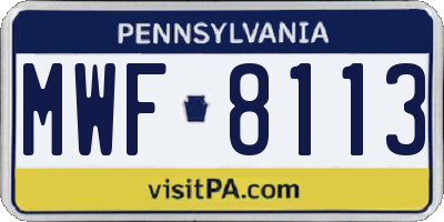 PA license plate MWF8113