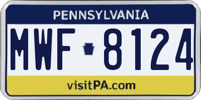 PA license plate MWF8124